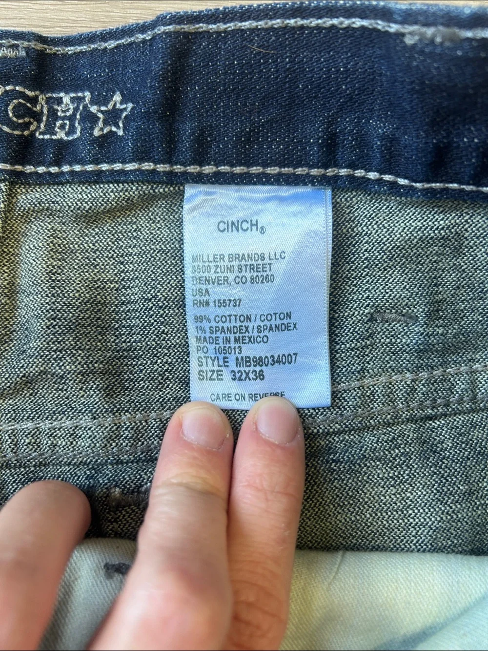 CINCH Mens Stretch Dark Wash Denim Jeans 32x36 Western Cowboy